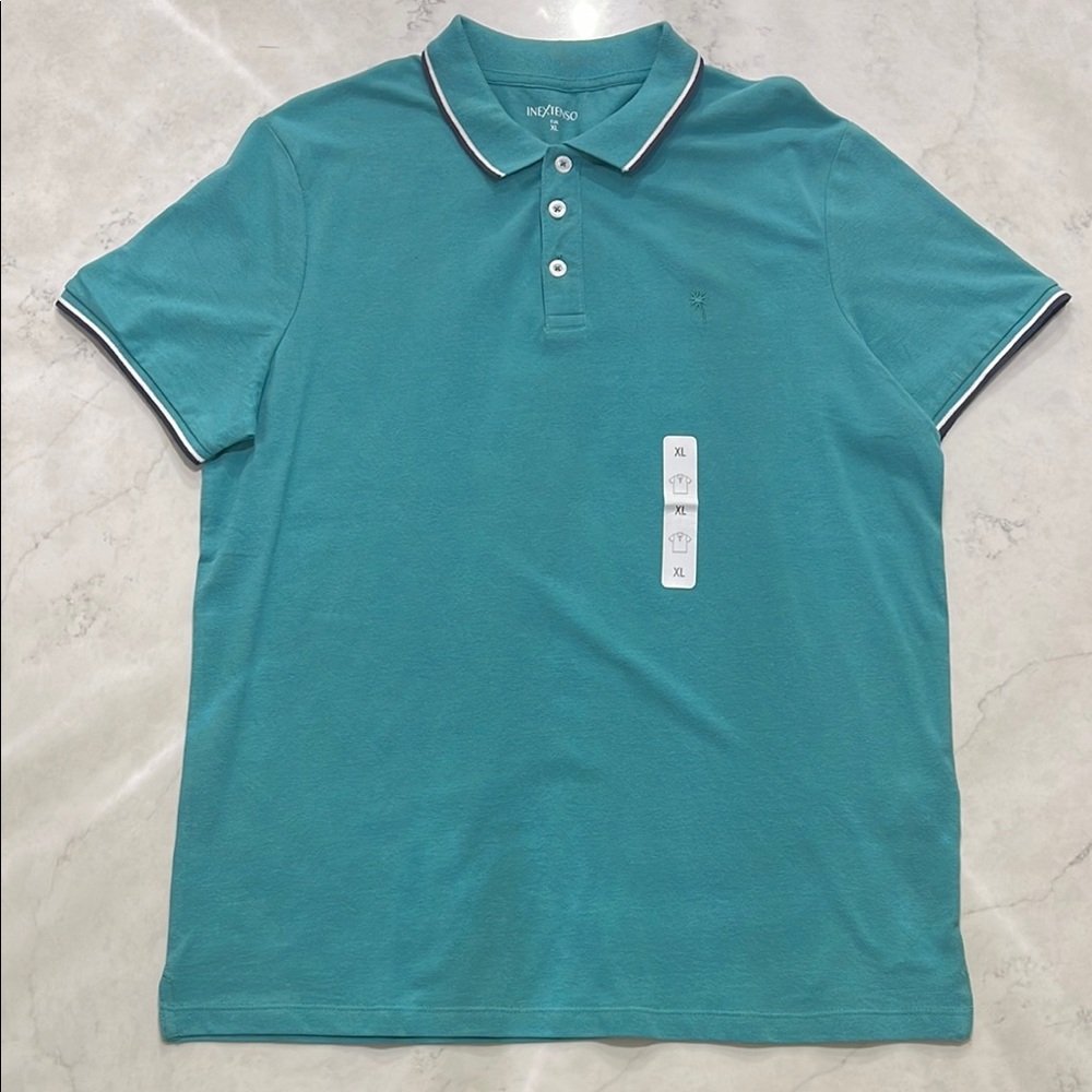 Blue Polo Shirt with White Trim